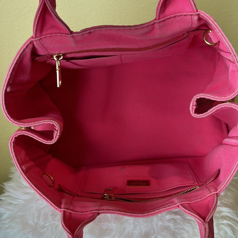 💯Authentic Prada Canapa Tote Pink  Bag🍀 - Picture 10 of 17